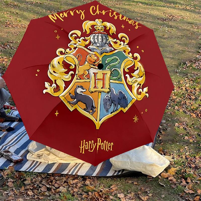 1PC Warner Hogwarts Merry Christmas Automatic Open/Close Umbrella with Windproof, 31-Rib Sturdy Canopy, Durable Ribs1248A