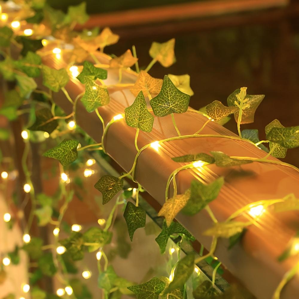 LED Green Leaf Fake Plant String Lights LED Battery Powered for Wall Room Office Birthday Home Bedroom Halloween Christmas Decor