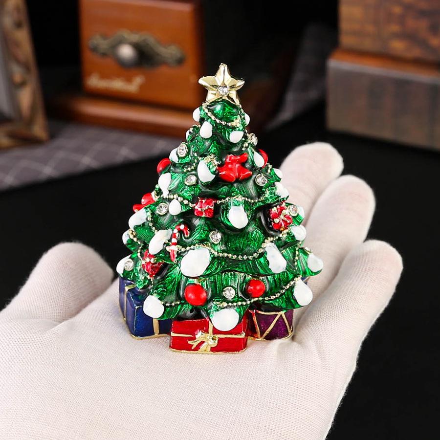 European and American Christmas tree handicrafts jewelry box decoration girls birthday gift ornament ring stud earrings storage box festival