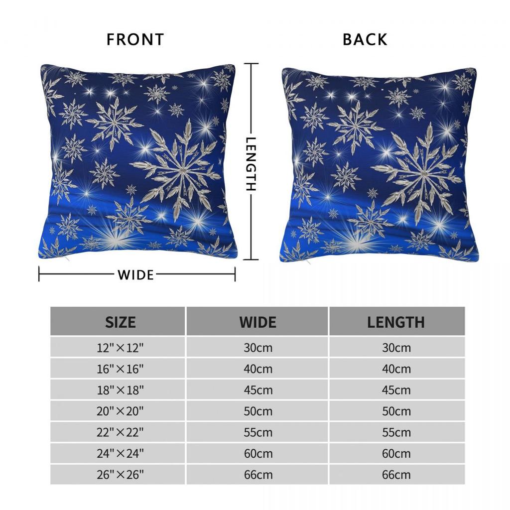 Winter Lights Snowflakes Square Pillowcase Polyester Linen Velvet Printed Zip Decor Home Cushion Case 18"