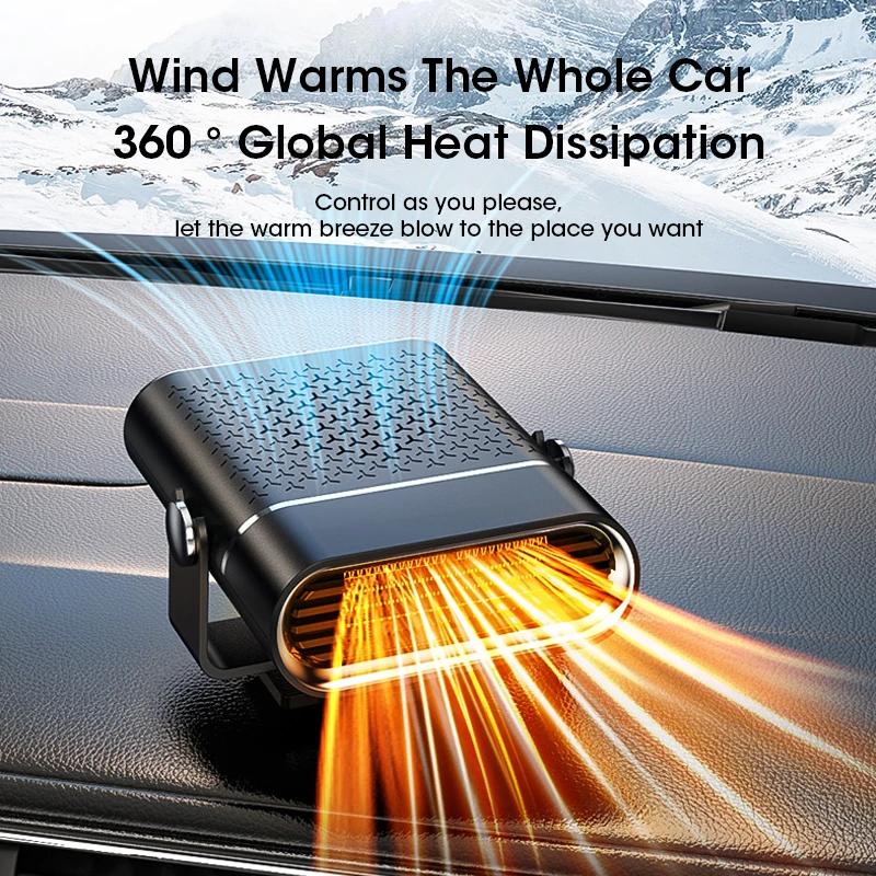 12V Car Heater Defroster Defogger 2-in-1 Fast Heating 360° Rotation for Windshield Car Truck Interior Accessories