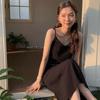Women's Dress Solid Color Simple Thin Halter Dress Niche Design Temperament Long Dress Plus Size