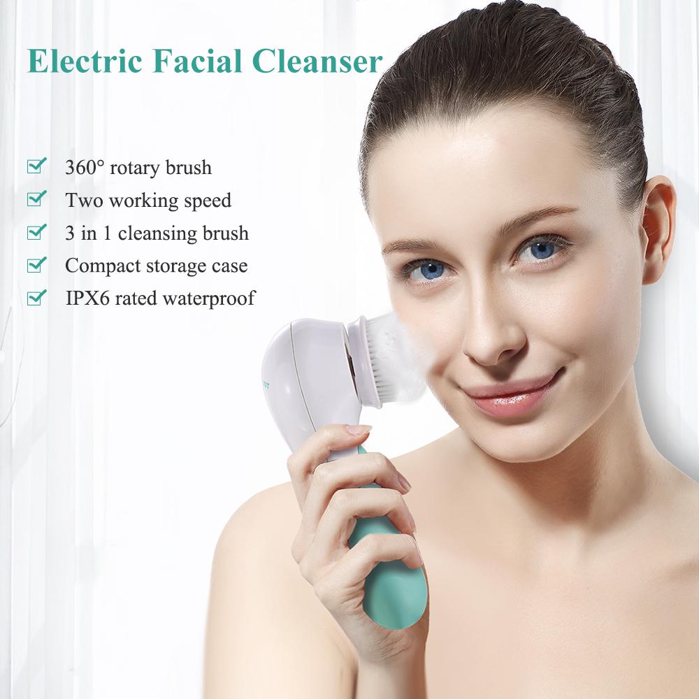 Electric Face Cleansing Brush Women Facial Exfoliating Massage Brush 2 Speeds Adjustable for Deep Cleaning Removing Blackhead