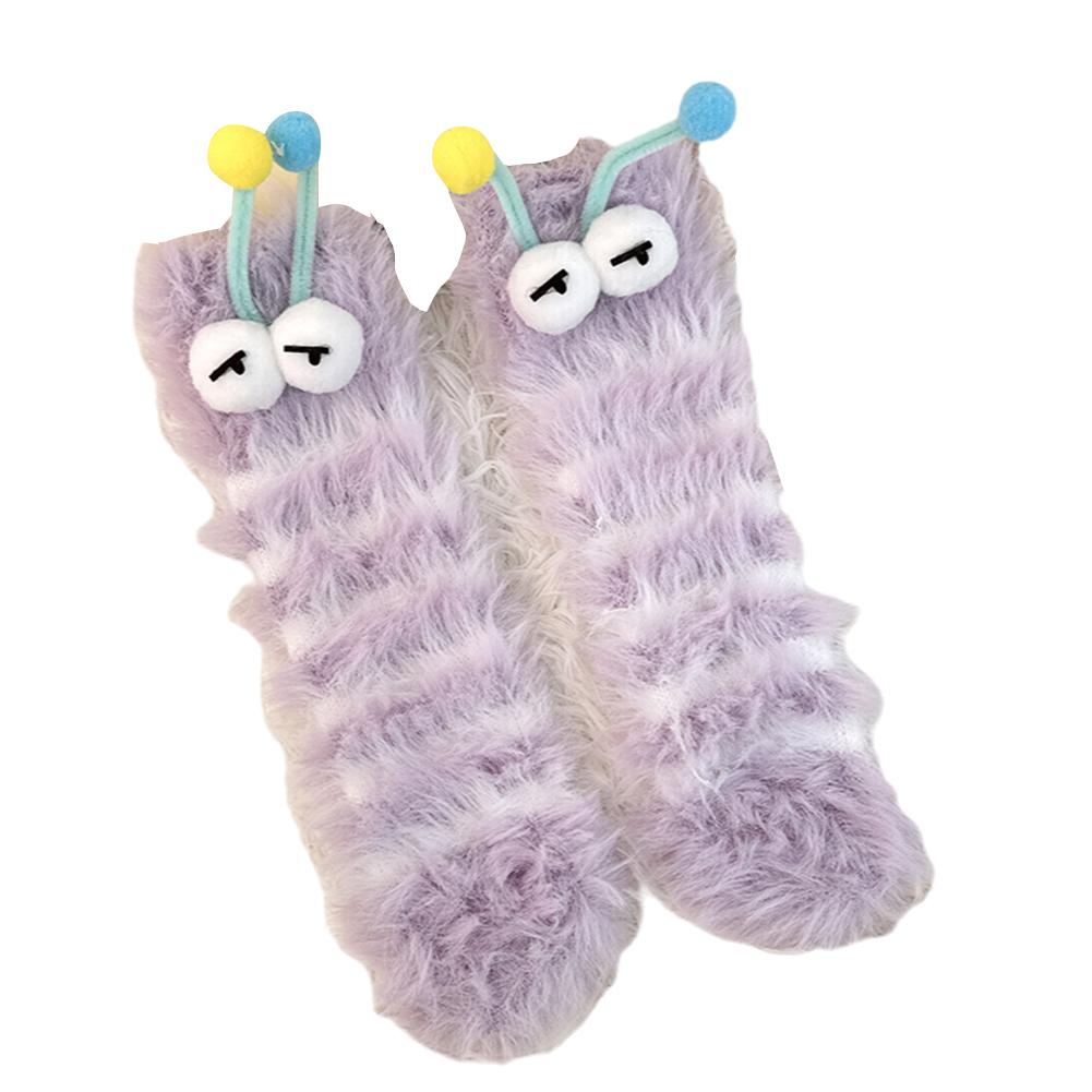 

Забавные носки-монстры, милые мультяшные носки с выражением лица, плюшевые носки, осенне-зимние носки для пола из кораллового флиса, рождественские чулки 35-39