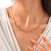 Wind Stainless Steel Round Snake Chain Necklace Ladies Luxury Shiny Zircon Collarbone Chain Nc-2383