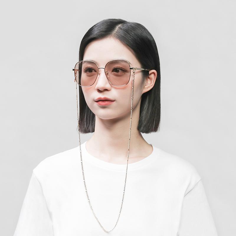 GUCCI Pink Lenses Metal Chain Clause Frames Delicate Women's Sunglasses