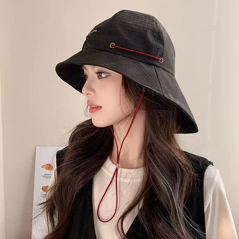 

pc Quick-drying Drawstring Fisherman Hat Outdoor Sun Protection Lightweight Travel Sun Hat Foldable with Wide Brim Hiking Hats One Size чёрный
