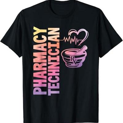 Pharmacy Technician Pharmacist Heartbeat Mortar T Shirt