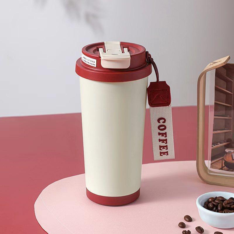Modern Stainless Steel Insulated Coffee Cup With Double Lid For Office And Travel