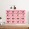 16-Compartment Drawer Storage Cabinet – Vintage Pink Solid Wood Desktop Organizer – 22 lbs Load Capacity