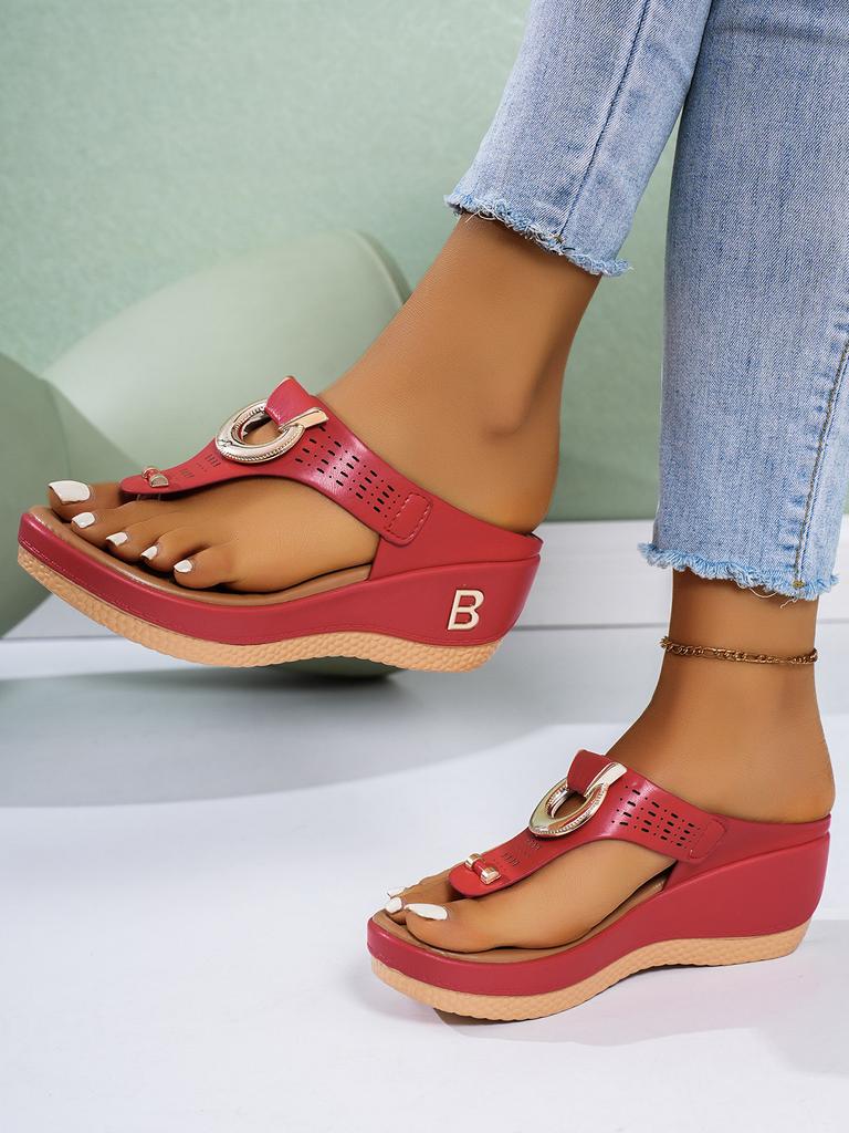 Außenhandel Europa und die Vereinigten Staaten Übergröße Strandpantoffeln Damenschuhe Keilabsatz Dicke Sohle Zehensandalen wish neue Sandalen
