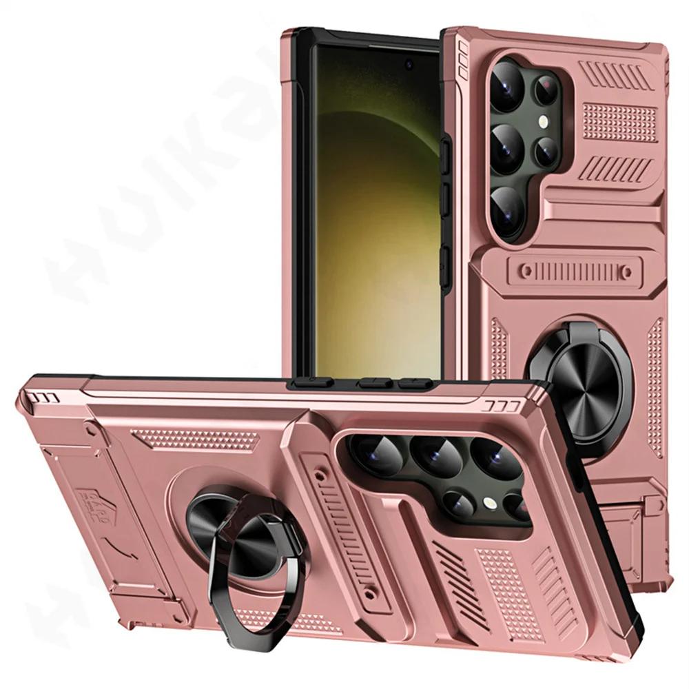 Custodia Per Samsung Galaxy S25 S24 S23 Ultra Plus FE A55 A35 A15 A14 Magnetica Anello Rotante Cavalletto Protezione Pesante Copertura Portafoglio