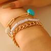 Pearl Multilayer Turquoise Wristband Beads Bohemian Style Hand Chain Turquoise Bracelet Set  Beach