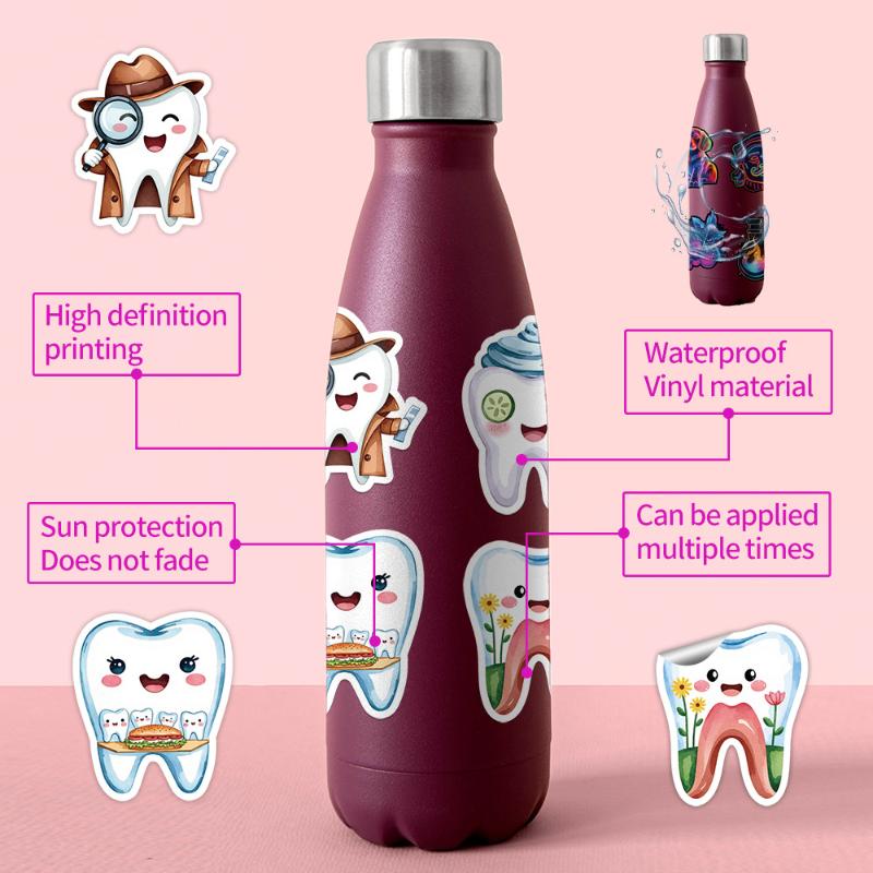 

50PCS Cartoon Human Organs Teeth Graffiti Stickers Waterproof Decorative Stickers for Water Bottle Phone Notebook Luggage 500pcs
