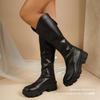 Women's Fashion Lace-up Belt Buckle Not Tired Feet Thick Sole Soft Elastic Comfortable Shock Absorption Waterproof Non-slip Casual Sports High Boots