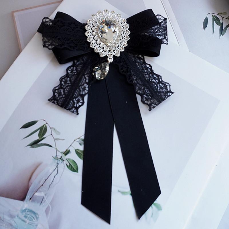 Korean Style Lace Ribbon Necklace Brooch With Classic Butterfly Design For Formal Attire