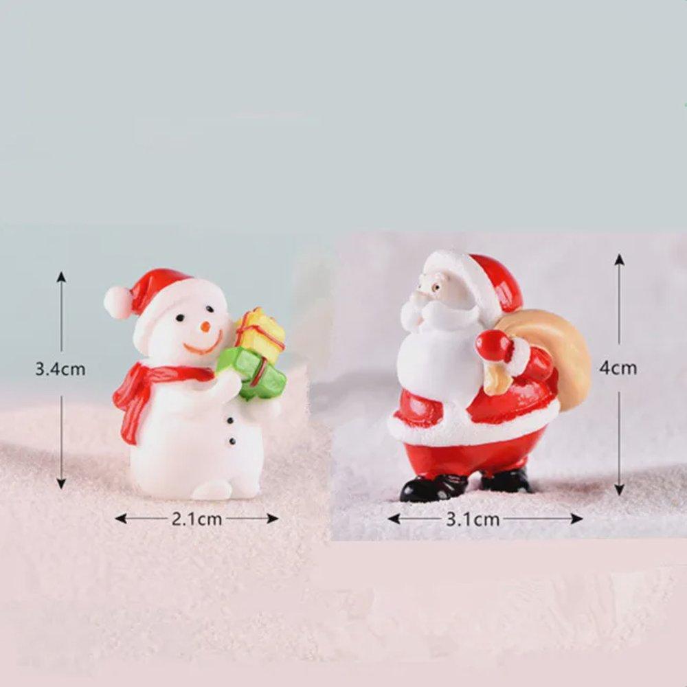 8pcs Miniature Christmas Figurine Set Christmas Decoration Fairy Snowman Santa Claus Miniature Figurines Xmas Gifts DIY Home Decor
