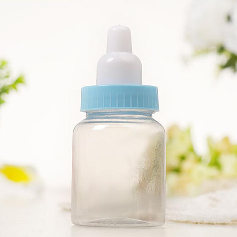 12pcs Blue And Pink Candy Bottles Mini Milk Bottle Shape Containers for Candy Treats and Party Decorations