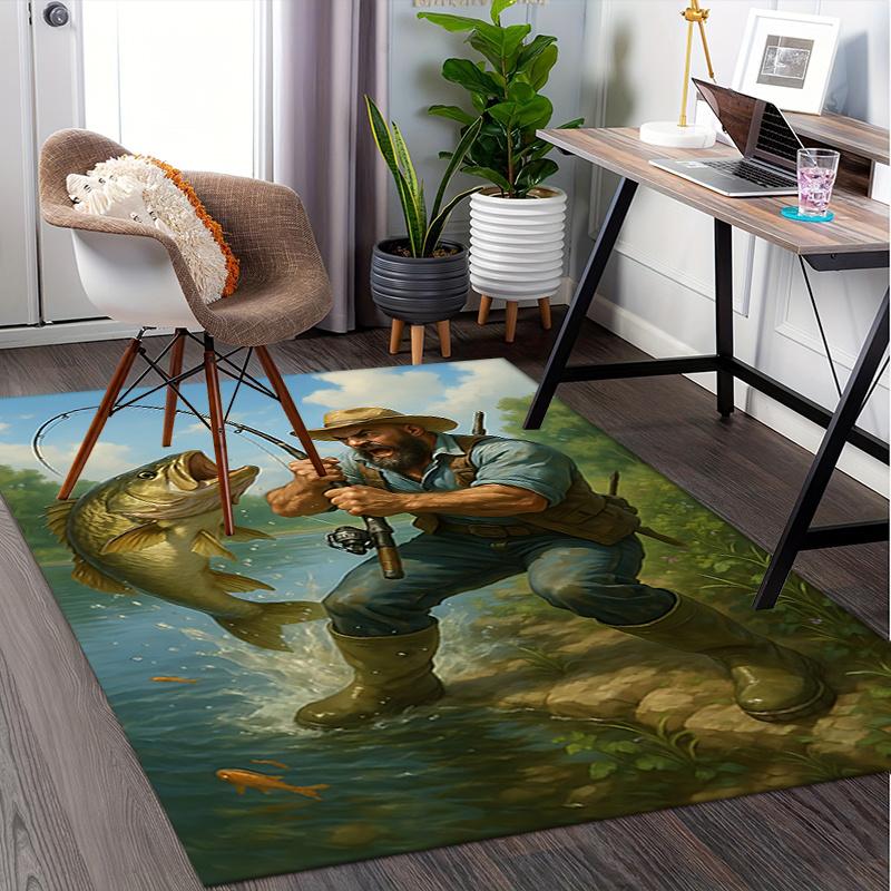 Charming Fishing Adventure Chair Mat - Perfect for Home Decor,Office Use,and Gift Giving0109049A 100cm x 120cm