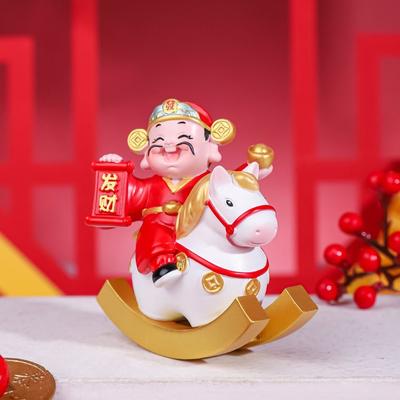 Resin 2026 Horse Year Figurines Chinese Style Year of The Horse Rocking Horse Ornament Mascot Blessing Horse Statue Table Shelf