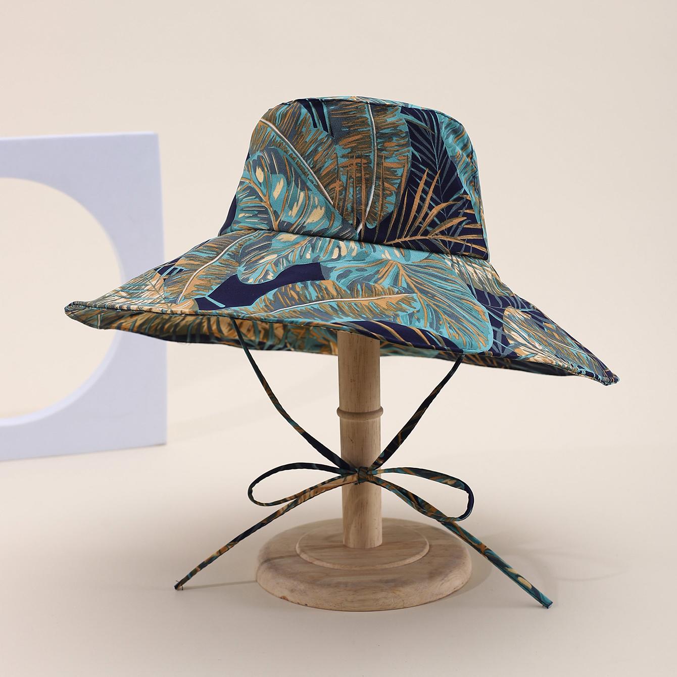 

Fashionable country-style leaf-patterned wide-brimmed fisherman hat for summer outdoor sun protection cap One Size