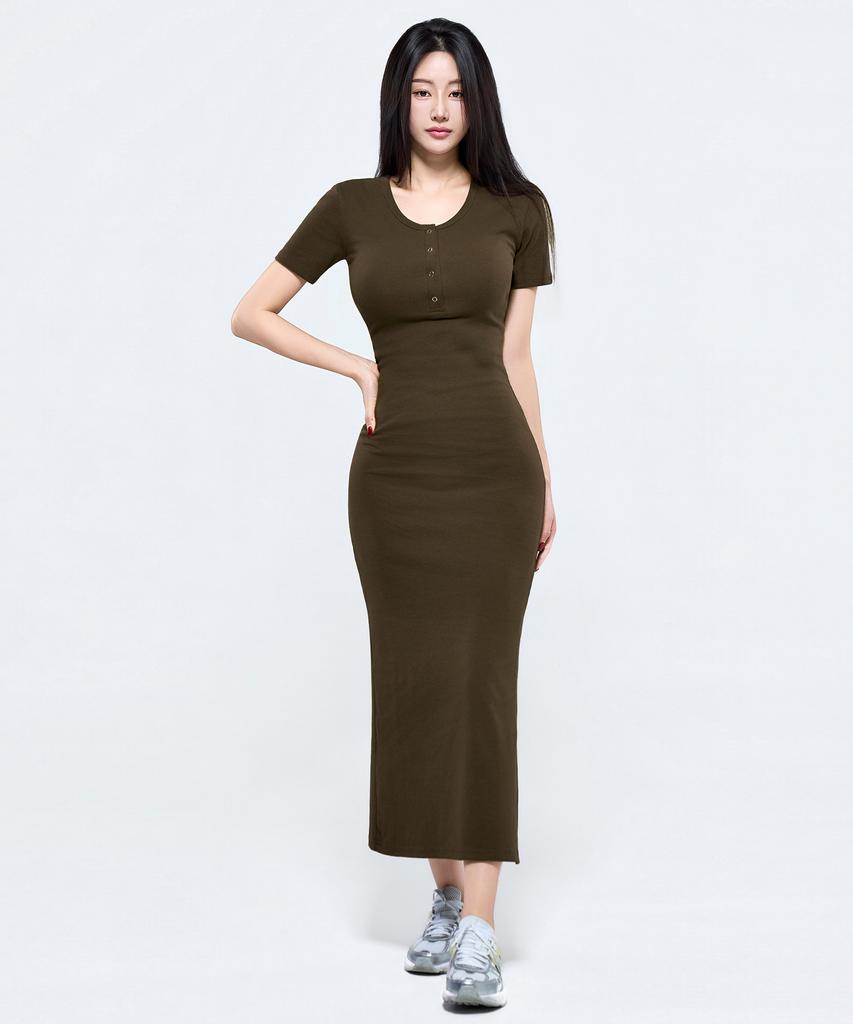 Pijikeolgameoncheu P5087 Short Sleeve Slim Cutout Dress [4 Colors]