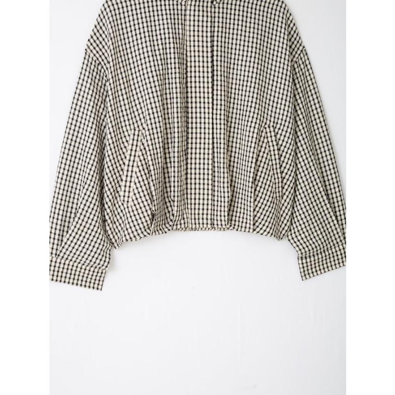 Women S Black White Plaid Stand Collar Zip Up Jacket Coat