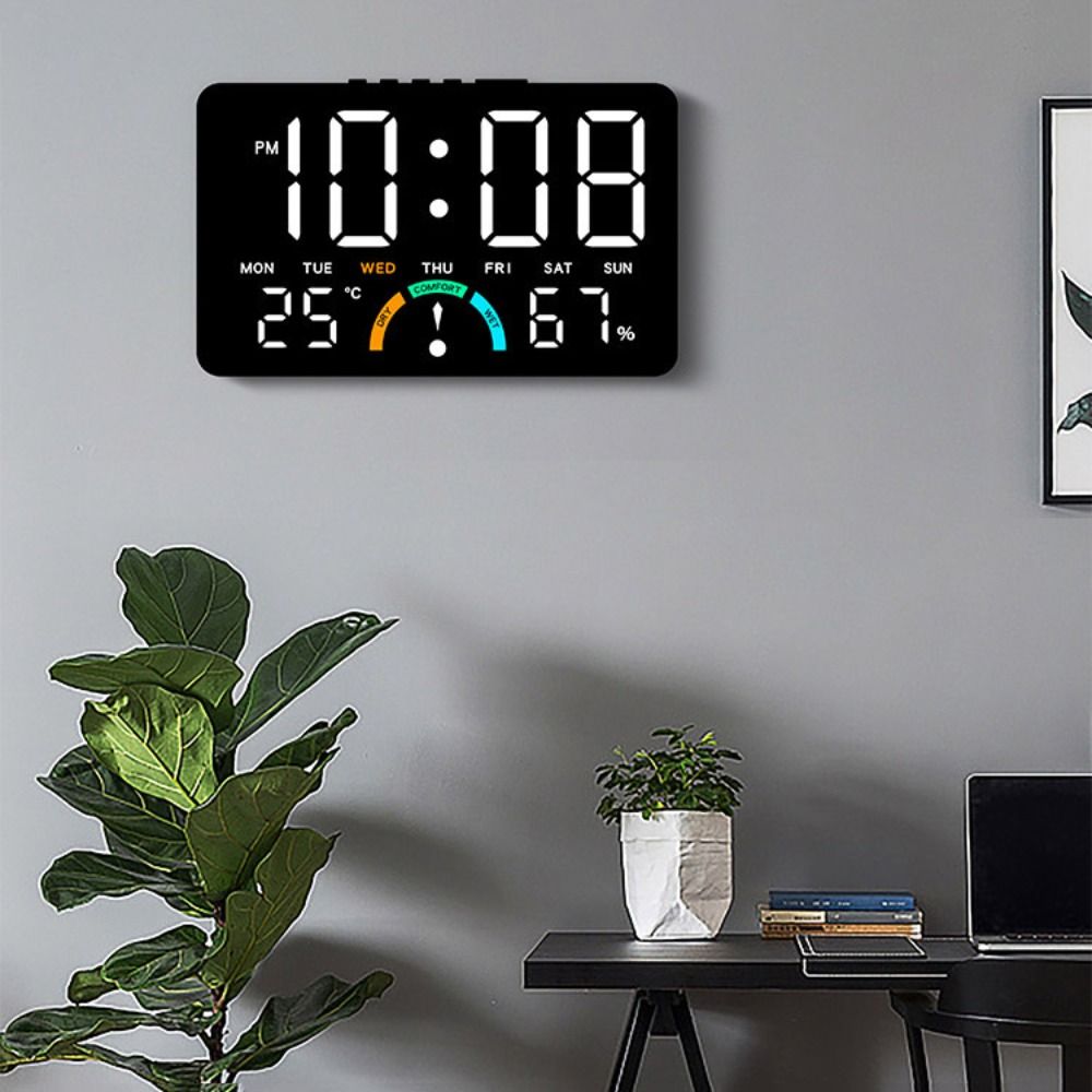 Elektronische Wanduhr mit Temperaturanzeige, Multifunktionale Digitale LED-Uhr für Zuhause, DST-Anzeige, Tischuhr für Schlafzimmer