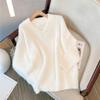 Women's Plus Size French V-Neck Mink Sweater - Autumn/Winter Loose, Soft, and Slimming Top