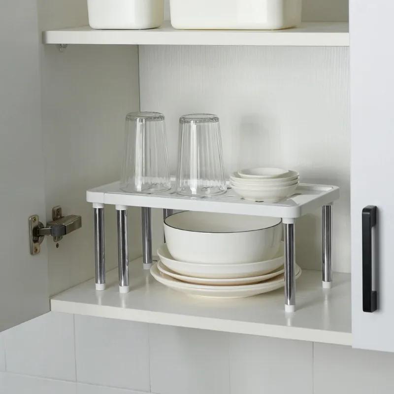 Kitchen Cabinet Storage Shelf Home Retractable Stackable Spice Rack Fit for Kitchen Organizer Bathroom Plastic Cabinet Holders