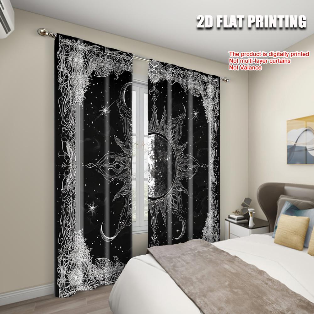 2pcs, Contemporary Curtains  plane printing Bohemian Exotic Machine Washable Fabric (without rod) Versatile All Perfect for