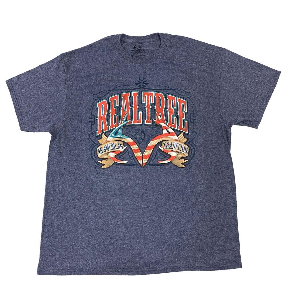 

Realtree T-shirt Graphic Print Spell Out Y2K Blue Mens M