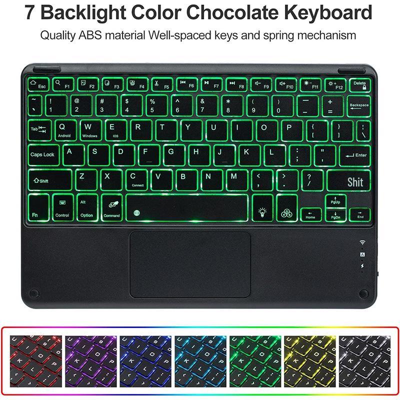 Compatible iPad Air 7th Gen Leather Case with Colorful Backlit Bluetooth Keyboard & Touchpad (10.9")