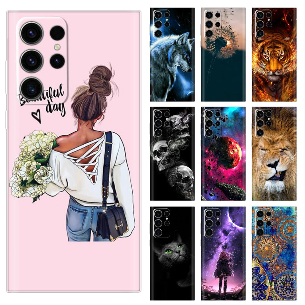 For Samsung S23 Ultra Funda Cute Cartoon Slim Clear Soft TPU Back Phone Cover For Samsung Galaxy S23 Plus S23 S 23 Bumper Cases