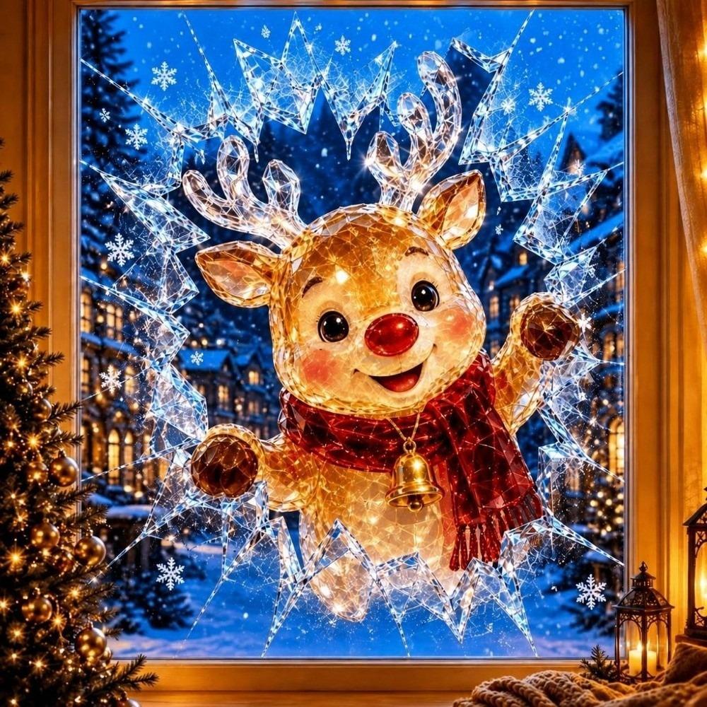 Broken Glass Effect Christmas Window Clings 3D Visual Effect Holiday Window Clings  Holiday Season