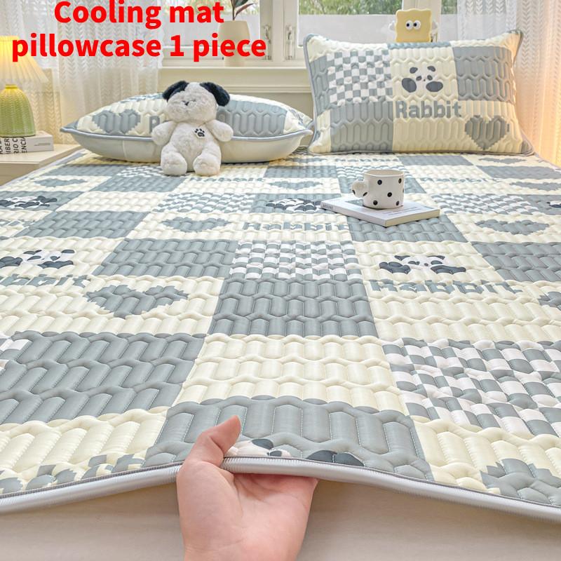 

Bed Summer Mat Set Printed Breathable Fabric Soft Pillowcases Children Adults Style A,120x200cm