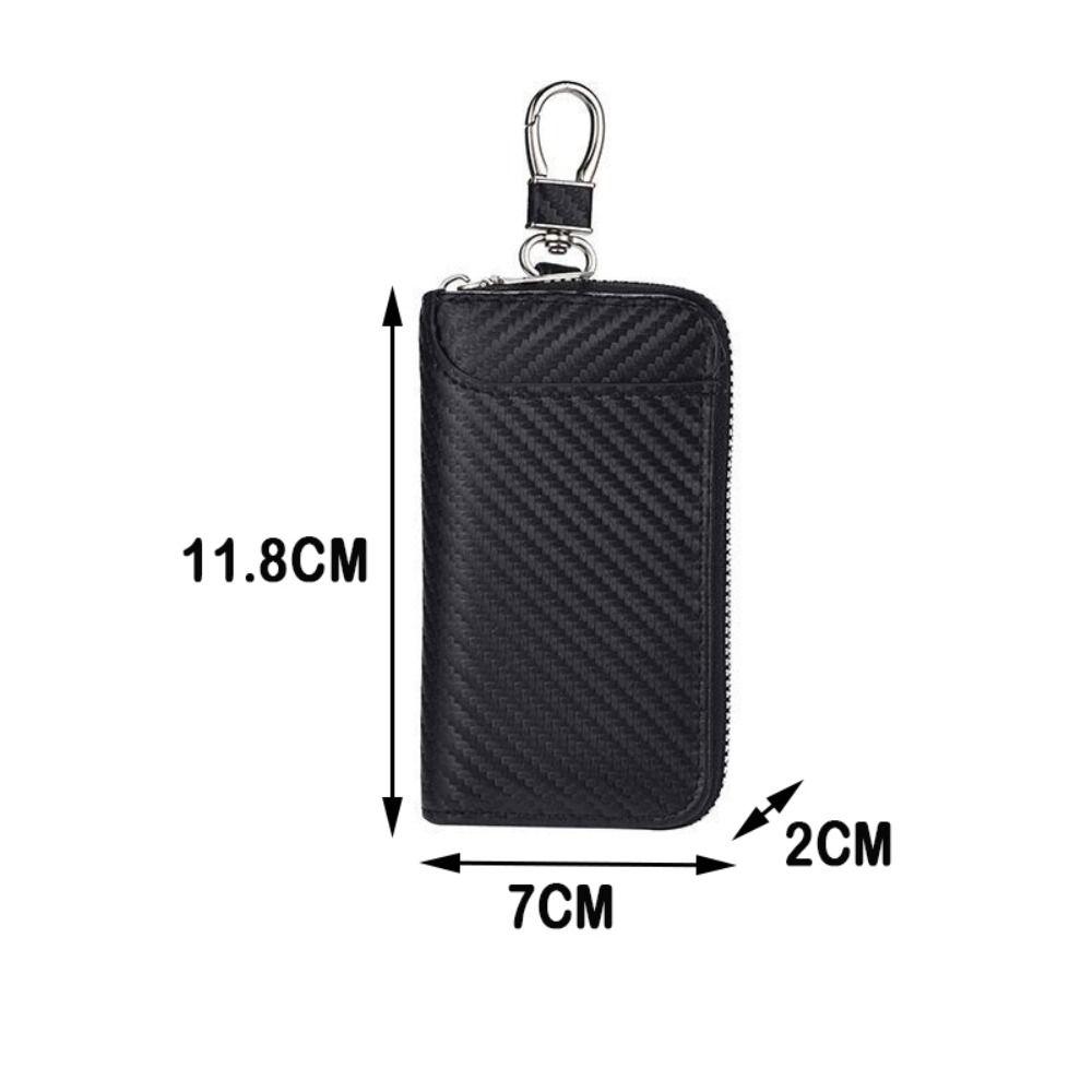 New PU Leather Keychain Bag Carbon Fiber Retro Car Key Bag Portable Mini Keys Pouch