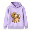 Cartoon Brown Bear Telescope Print Kids Unisex Hooded Sweatshirt Casual Soft Long Sleeve Pullover for Boys Girls