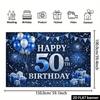 2D-ebene blau-silberne Kulisse für die Feier zum 50. Geburtstag, aus Polyester, für Familientreffen