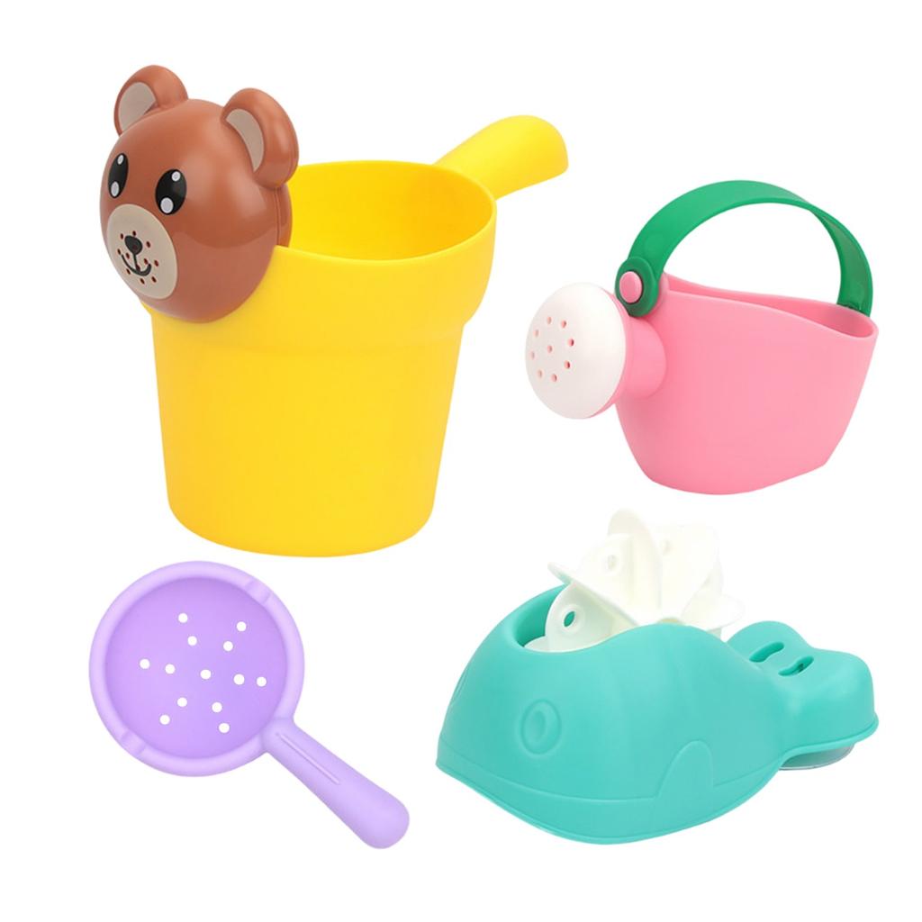 Water Play 4-piece Set Flower Sprinkler Baby Water Bottle Set Soft Glue Beach Bucket Toy