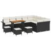 VidaXL Ensemble de Sofa de Jardin de 13 Pièces avec Coussins Noir Poly Rattan Acacia 3362180