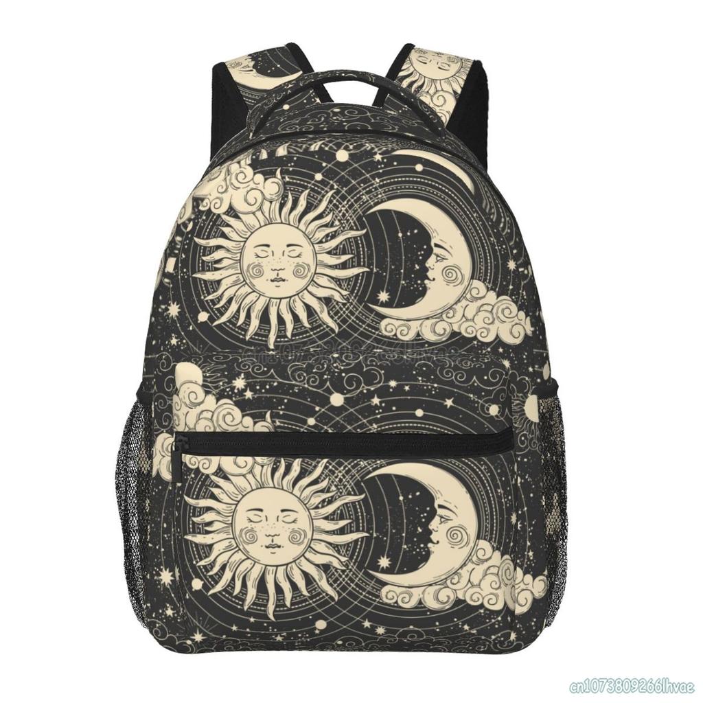 Nebeský vzor Slunce a Měsíc Mystické Goth Kouzelnické Batohy Školní taška Ruksak pro studenty Unisex Měkká záda Cestovní taška