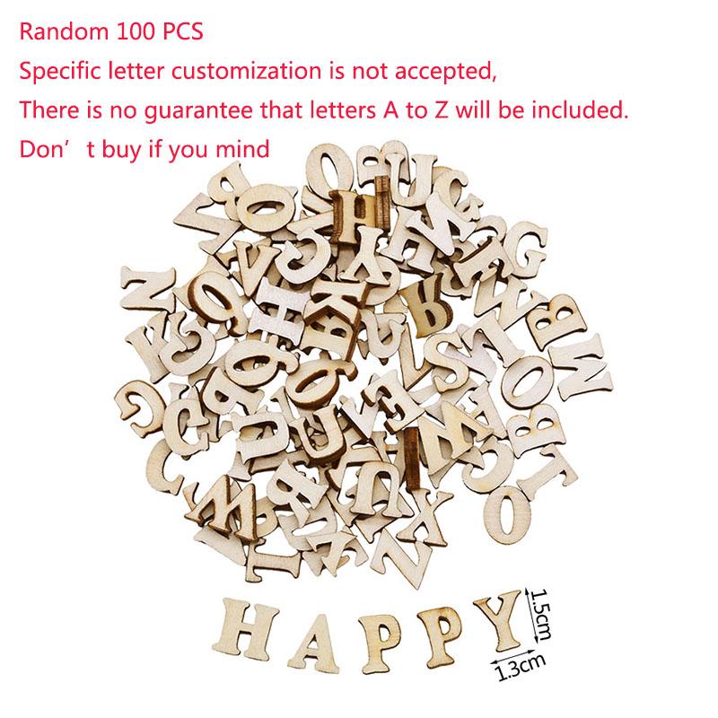 100Pcs Random Mixed Wooden Letters Alphabet English Number Digtal DIY Scrapbooking Arts Crafts Wedding Embellishments Decoration