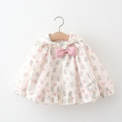 Children's Clothing Girls' Coat Spring And Autumn Children's Baby Girl Bow Cartoon Bear Big Hat Outerwear Children's Autumn Clothes