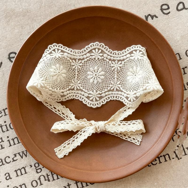 Koreanisches Spitzen-Stirnband Baby Weißes Blume Besticktes Spitzen-Haarband Süßes Florales Mädchen Prinzessin Kopfschmuck Neugeborenen Fotografie Requisiten