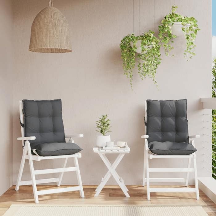 VidaXL Set of 2 Low Back Chair Cushions, Waterproof Seat Pad, Non-slip Outdoor Cushion Garden 377671