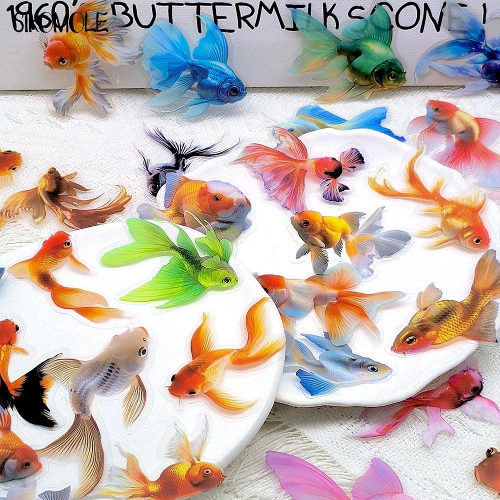 50PCS Cute Animal Beautiful Goldfish Transparent Sticker Book INS DIY Diary Decorative Account Skateboard Graffiti Stickers Pack