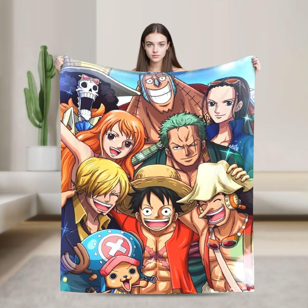 Luffy Blankets The Straw Hat Crew Flannel Awesome Warm Throw Blankets for Bed Sofa Decoration