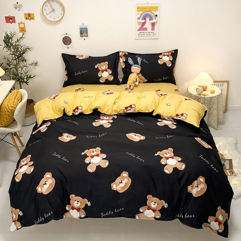 Simple aloe vera cotton four-piece set three-piece set quilt cover bed sheet human bedding