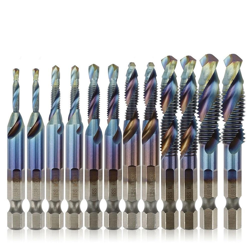 Quick Change HSS Drill Bit Set with Hex Shank for M3 M10 Screw Thread 12PCS